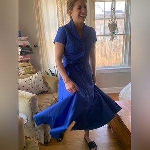 J. Peterman Cobalt Blue A-Line Dress